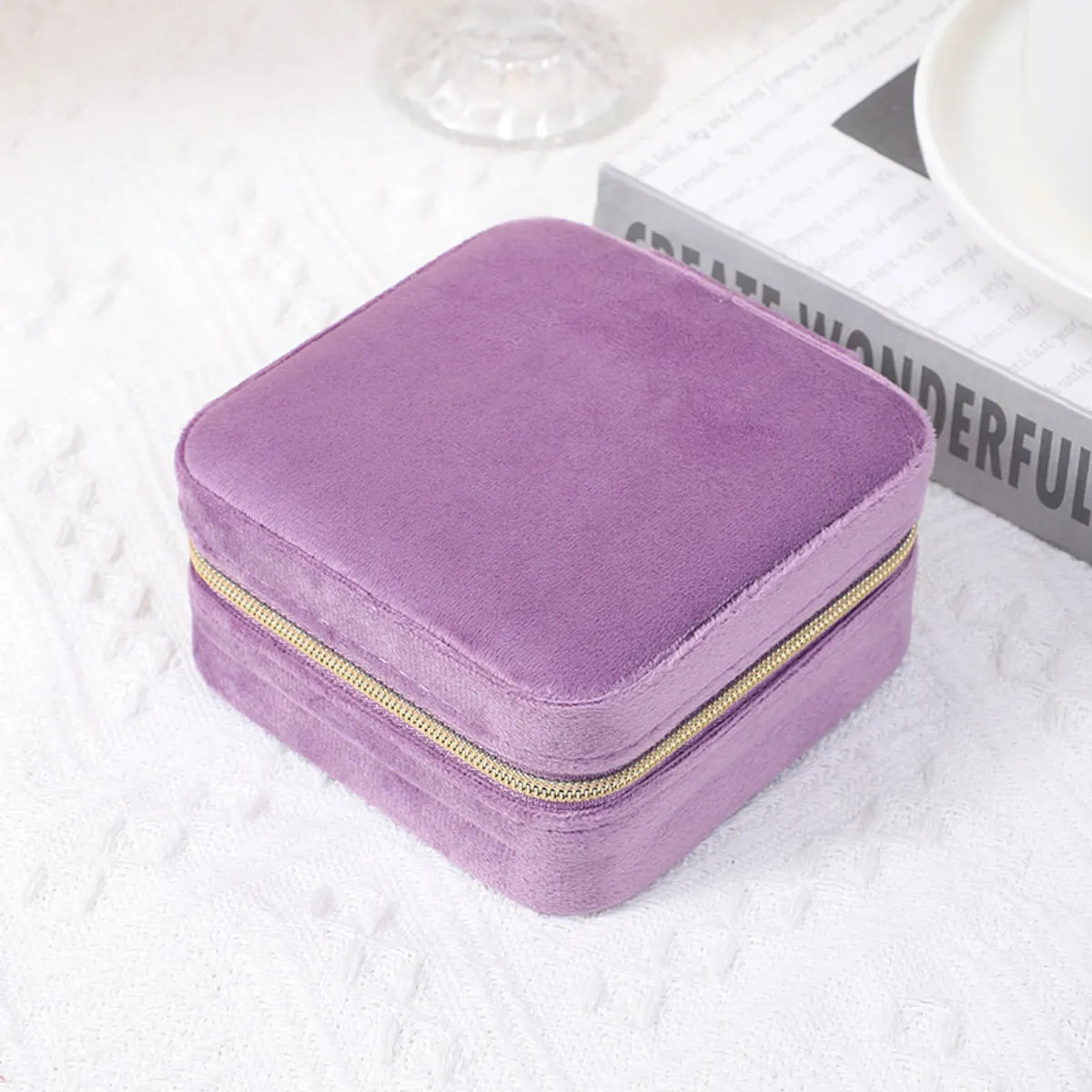 Casual Simple Style Solid Color Cloth Jewelry Boxes