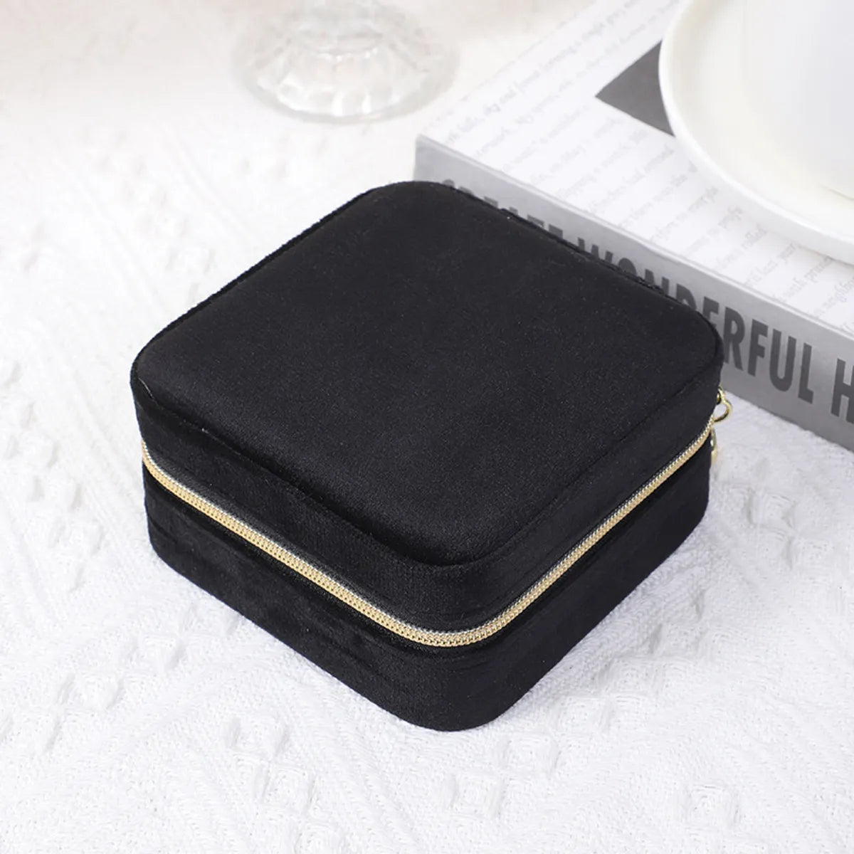 Casual Simple Style Solid Color Cloth Jewelry Boxes