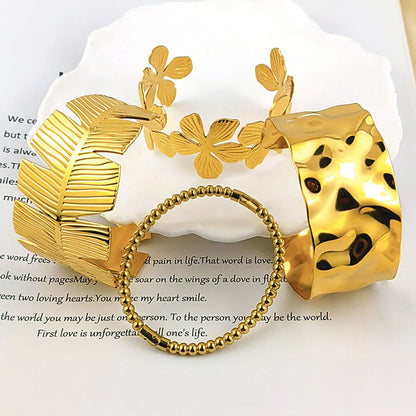 Casual Simple Style Solid Color Flower Butterfly 304 Stainless Steel 18K Gold Plated Bangle In Bulk