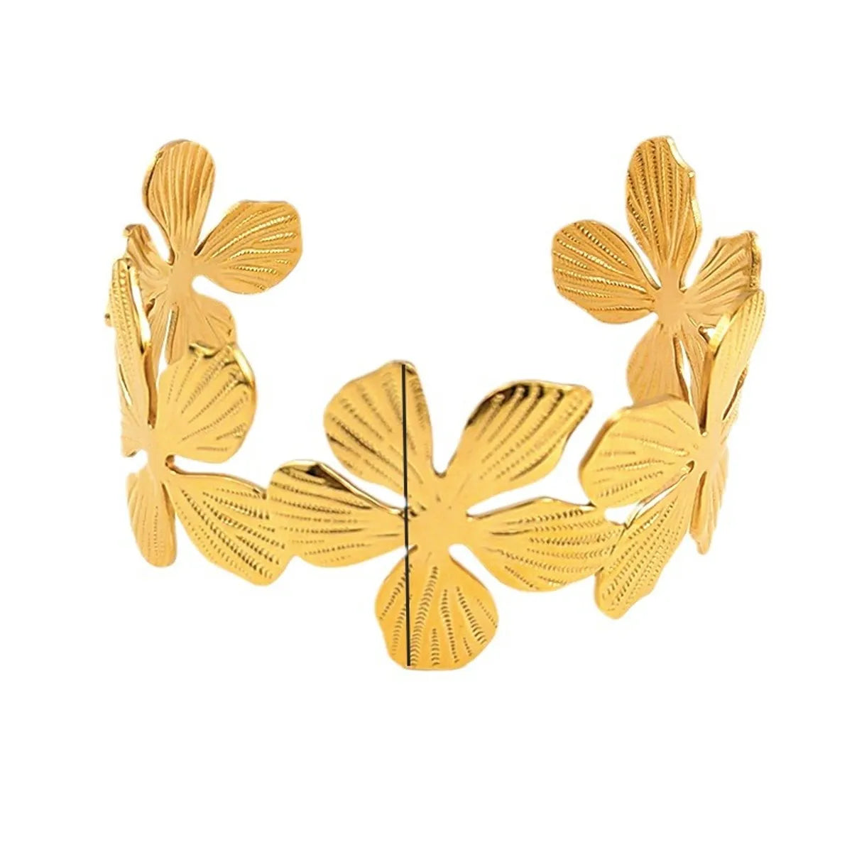 Casual Simple Style Solid Color Flower Butterfly 304 Stainless Steel 18K Gold Plated Bangle In Bulk