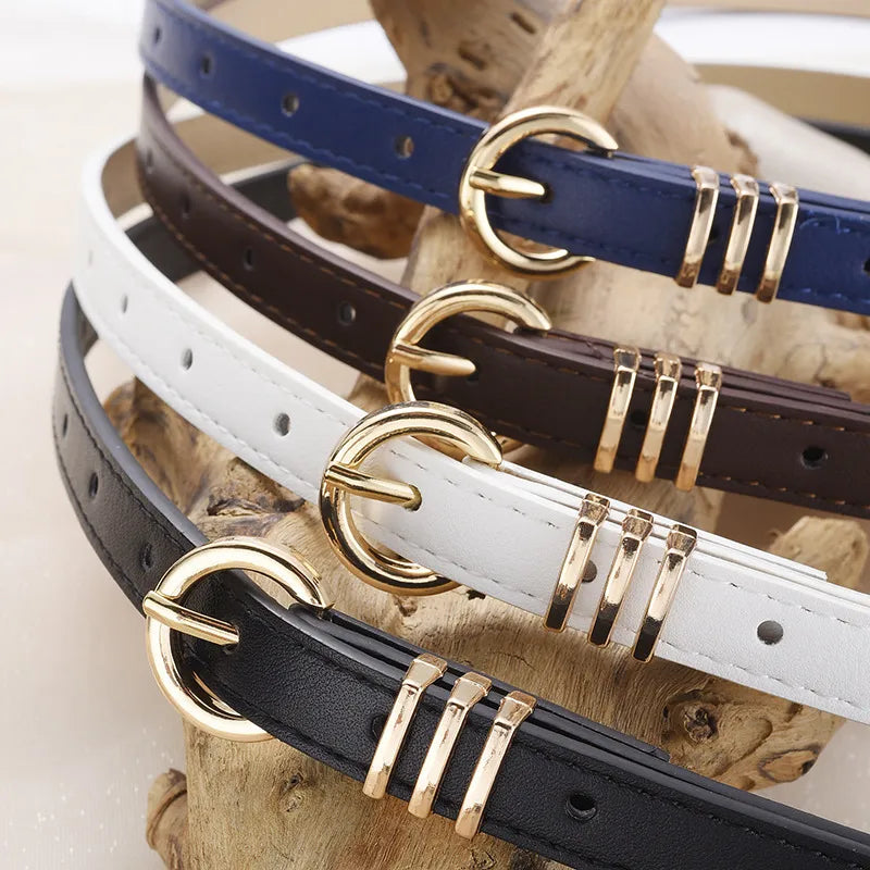 Casual Simple Style Solid Color Pu Leather Alloy Women'S Leather Belts