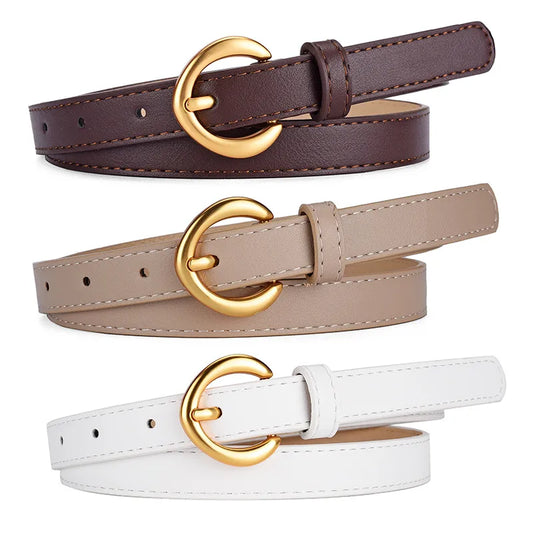 Casual Simple Style Solid Color Pu Leather Alloy Women'S Leather Belts