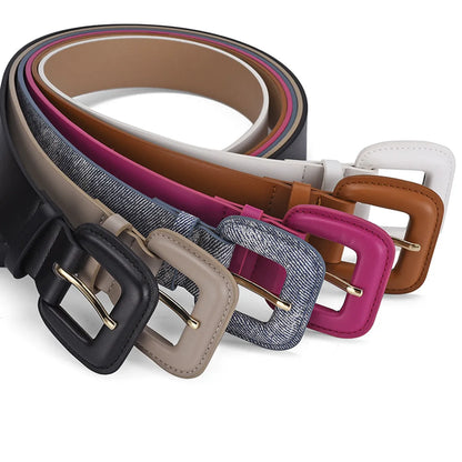 Casual Simple Style Solid Color Pu Leather Alloy Women'S Leather Belts