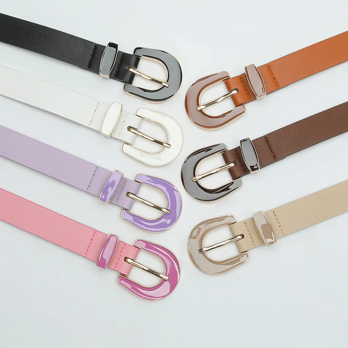 Casual Simple Style Solid Color Pu Leather Alloy Women'S Leather Belts