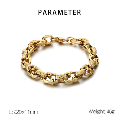 Casual Simple Style Solid Color Stainless Steel 18K Gold Plated Men's Bracelets