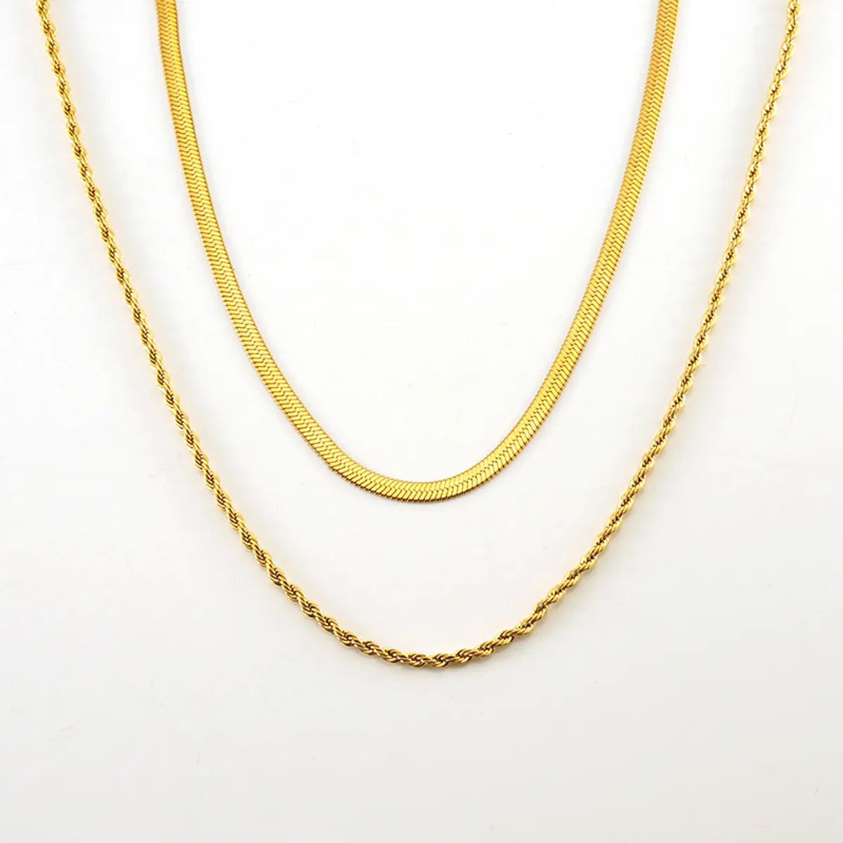 Casual Simple Style Solid Color Stainless Steel Layered Plating 18k Gold Plated Layered Necklaces