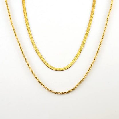 Casual Simple Style Solid Color Stainless Steel Layered Plating 18k Gold Plated Layered Necklaces