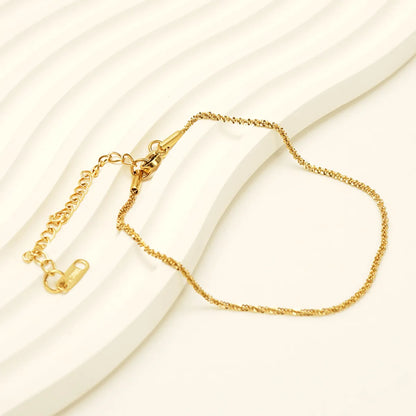 Casual Simple Style Solid Color 304 Stainless Steel Plating Titanium Steel 18K Gold Plated Women'S Anklet