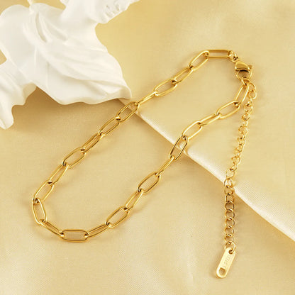 Casual Simple Style Solid Color Stainless Steel Plating 18k Gold Plated Women's Anklet