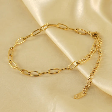 Casual Simple Style Solid Color Stainless Steel Plating 18k Gold Plated Women's Anklet