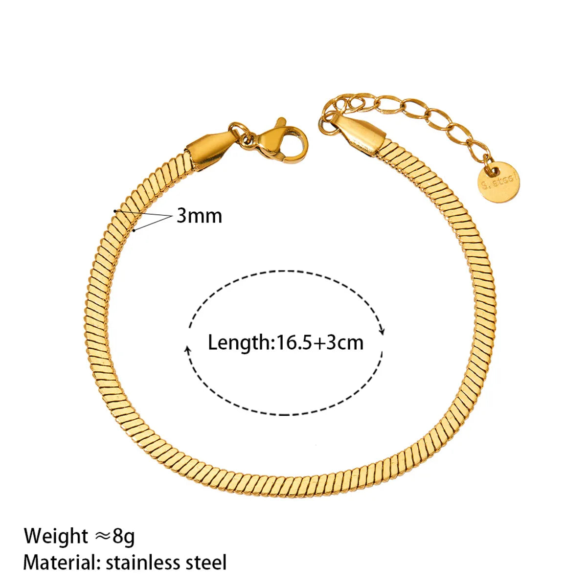 Casual Simple Style Solid Color Stainless Steel Polishing Plating 14k Gold Plated White Gold Plated Bracelets Necklace