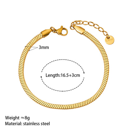 Casual Simple Style Solid Color Stainless Steel Polishing Plating 14k Gold Plated White Gold Plated Bracelets Necklace