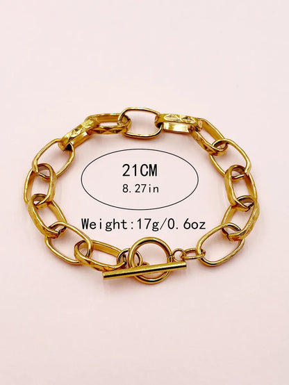 Casual Simple Style Solid Color Stainless Steel Toggle Polishing Plating Gold Plated Bracelets