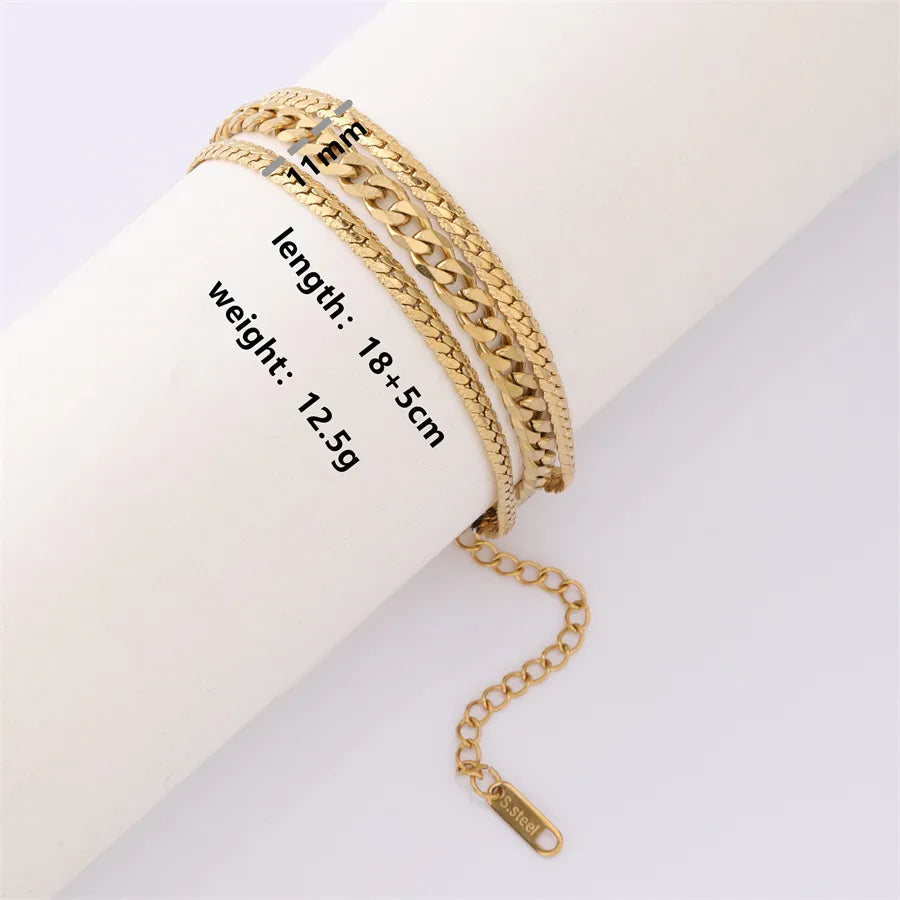 Casual Simple Style Solid Color Titanium Steel 18K Gold Plated Bracelets In Bulk