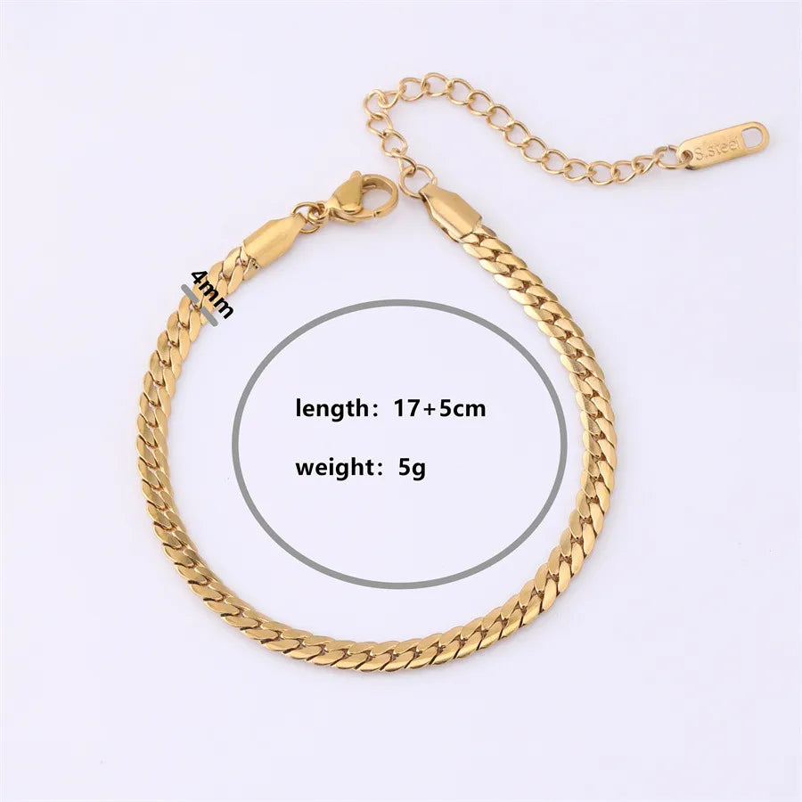 Casual Simple Style Solid Color Titanium Steel 18K Gold Plated Bracelets In Bulk