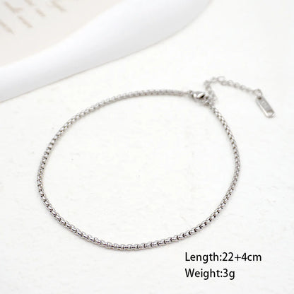 Casual Simple Style Solid Color Titanium Steel Knitting Women's Anklet