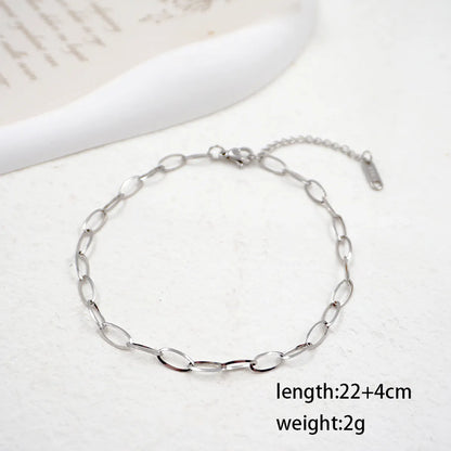 Casual Simple Style Solid Color Titanium Steel Knitting Women's Anklet