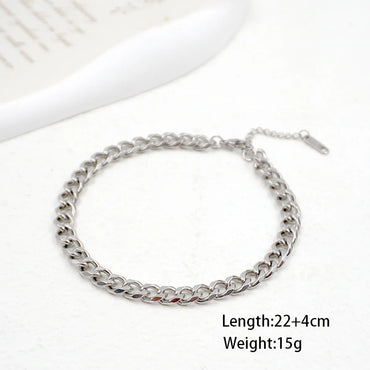 Casual Simple Style Solid Color Titanium Steel Knitting Women's Anklet