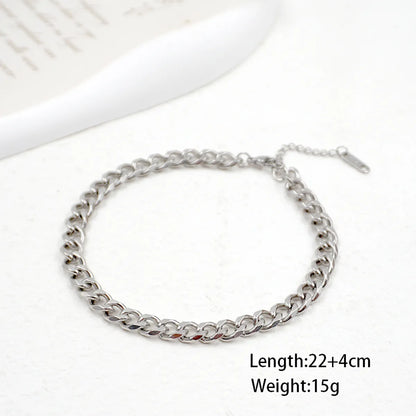 Casual Simple Style Solid Color Titanium Steel Knitting Women's Anklet