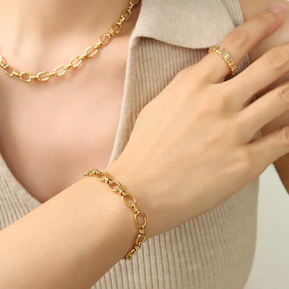 Wholesale Casual Simple Style Solid Color Titanium Steel Plating 18k Gold Plated Bracelets Necklace