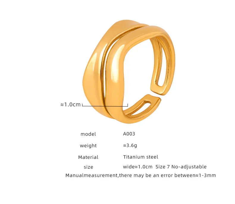 Wholesale Jewelry Casual Simple Style Solid Color Titanium Steel 18K Gold Plated Plating Hollow Out Open Rings