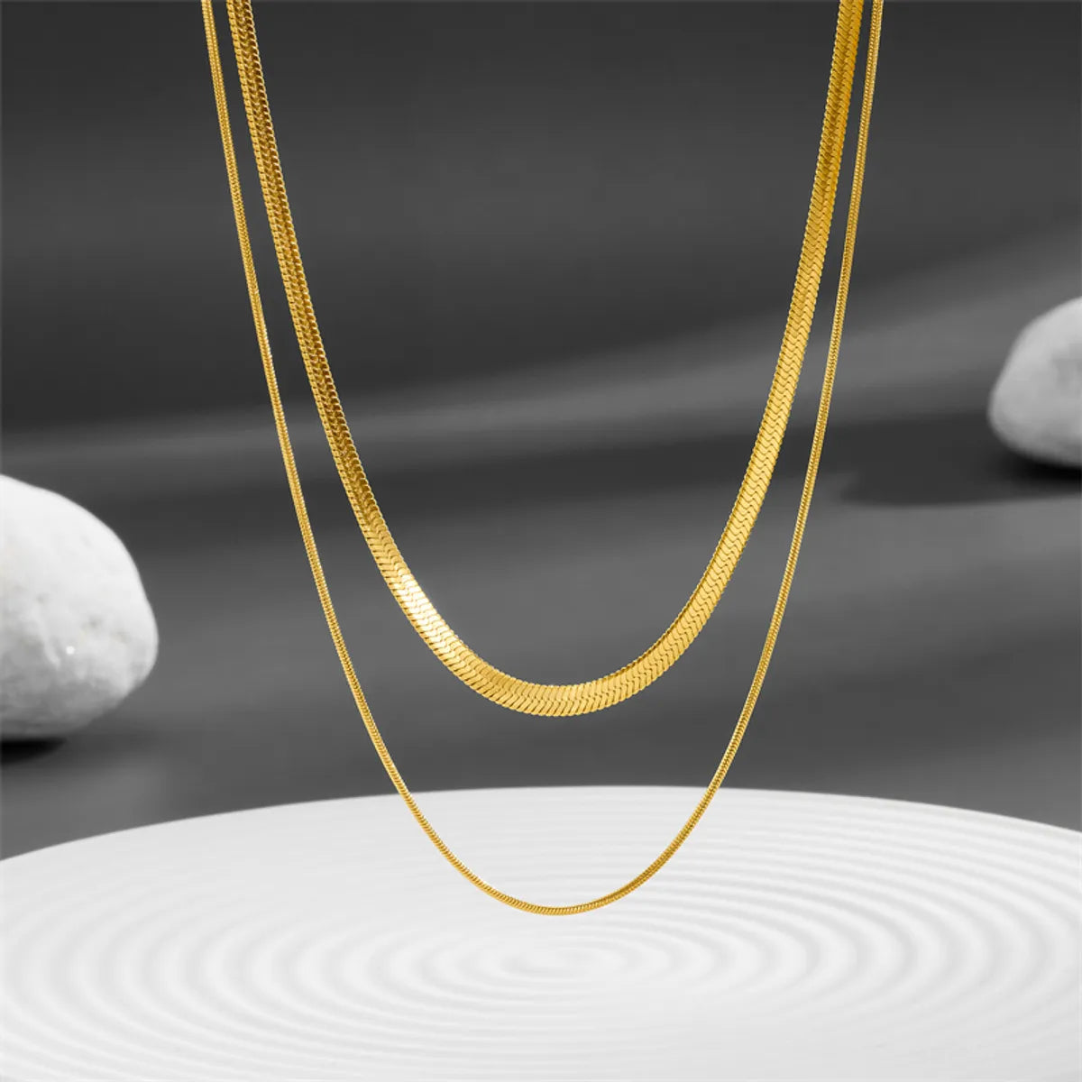 Casual Simple Style Solid Color Titanium Steel Plating Layered Necklaces