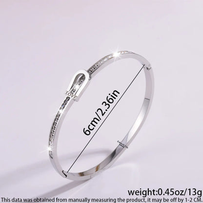 Casual Simple Style Solid Color Titanium Steel Zircon Bangle In Bulk