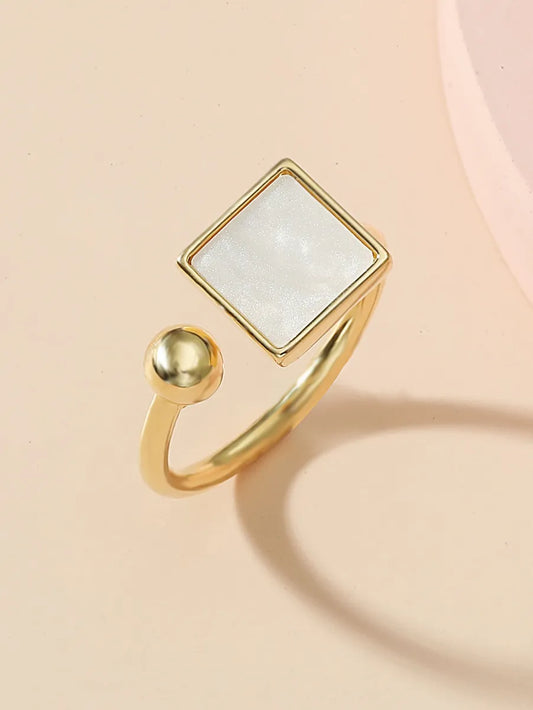 Zinc Alloy Gold Plated Casual Simple Style Inlay Square Acrylic Open Rings