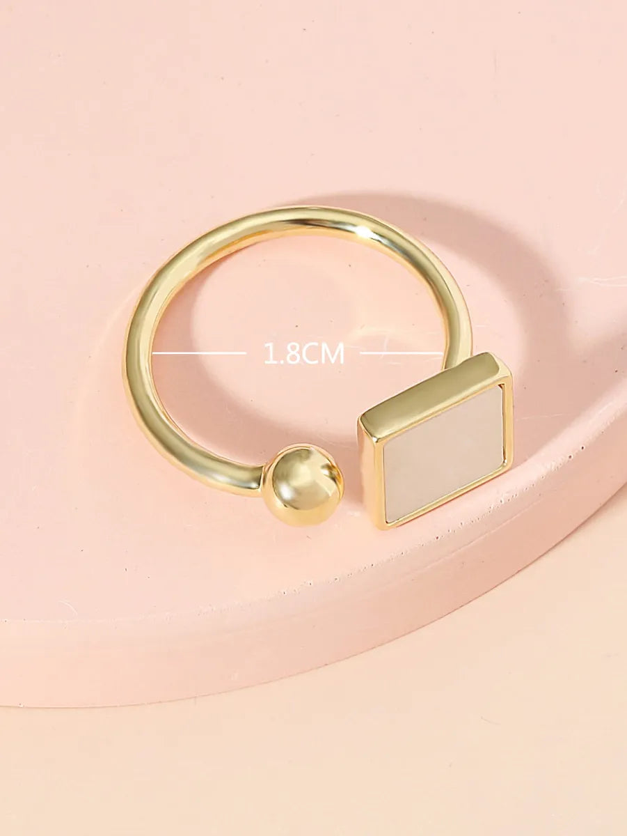 Zinc Alloy Gold Plated Casual Simple Style Inlay Square Acrylic Open Rings