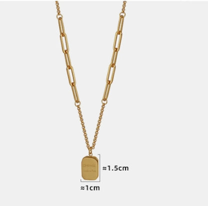 Casual Simple Style Square Titanium Steel Plating Metal Button Pendant Necklace