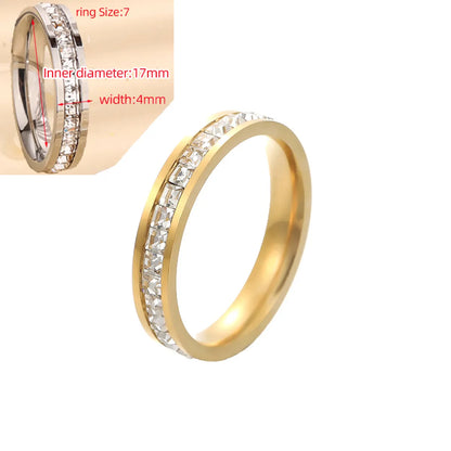 Casual Simple Style Square Titanium Steel Polishing Plating Inlay Zircon 18k Gold Plated Rings