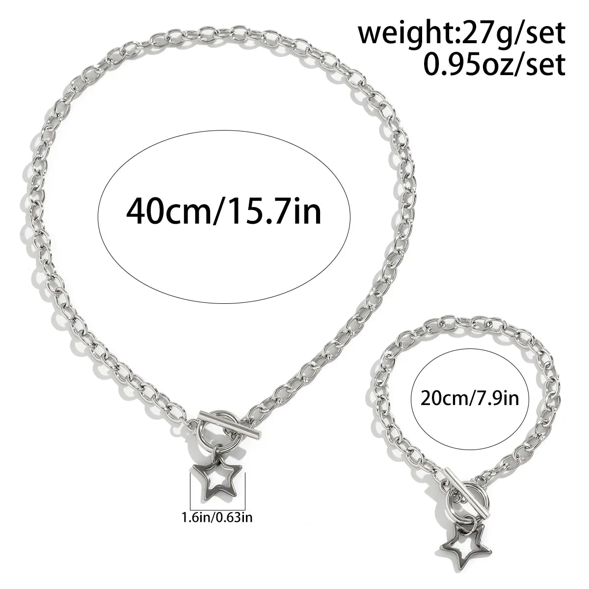 Casual Simple Style Star Alloy Titanium Steel Iron Toggle Women's Bracelets Necklace