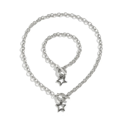 Casual Simple Style Star Alloy Titanium Steel Iron Toggle Women's Bracelets Necklace