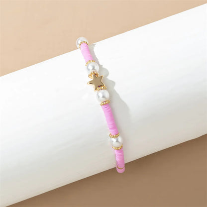 Casual Simple Style Star Heart Shape Soft Clay Beaded Women's Bracelets