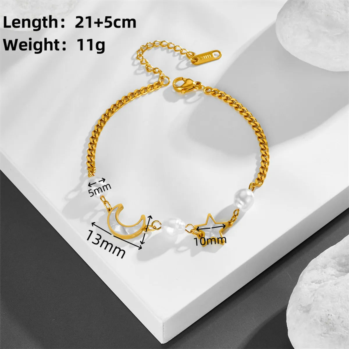 Casual Simple Style Star Moon Stainless Steel Pearl Inlay Shell Bracelets Earrings Necklace