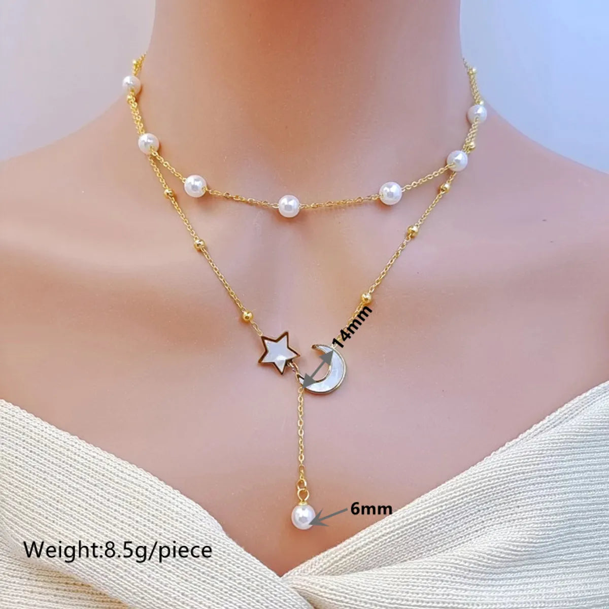 Casual Simple Style Star Moon Stainless Steel Pearl Inlay Shell Bracelets Earrings Necklace