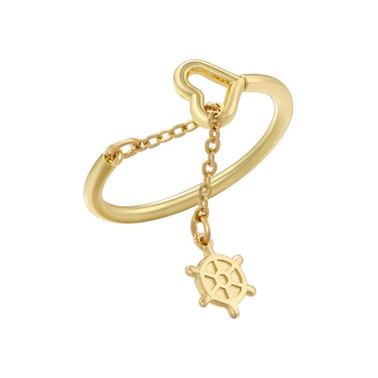 Casual Simple Style Star Rudder Copper Plating 18k Gold Plated Open Rings