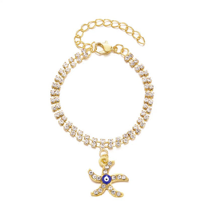 Casual Simple Style Starfish Heart Shape Eye Rhinestones Alloy Wholesale Bracelets