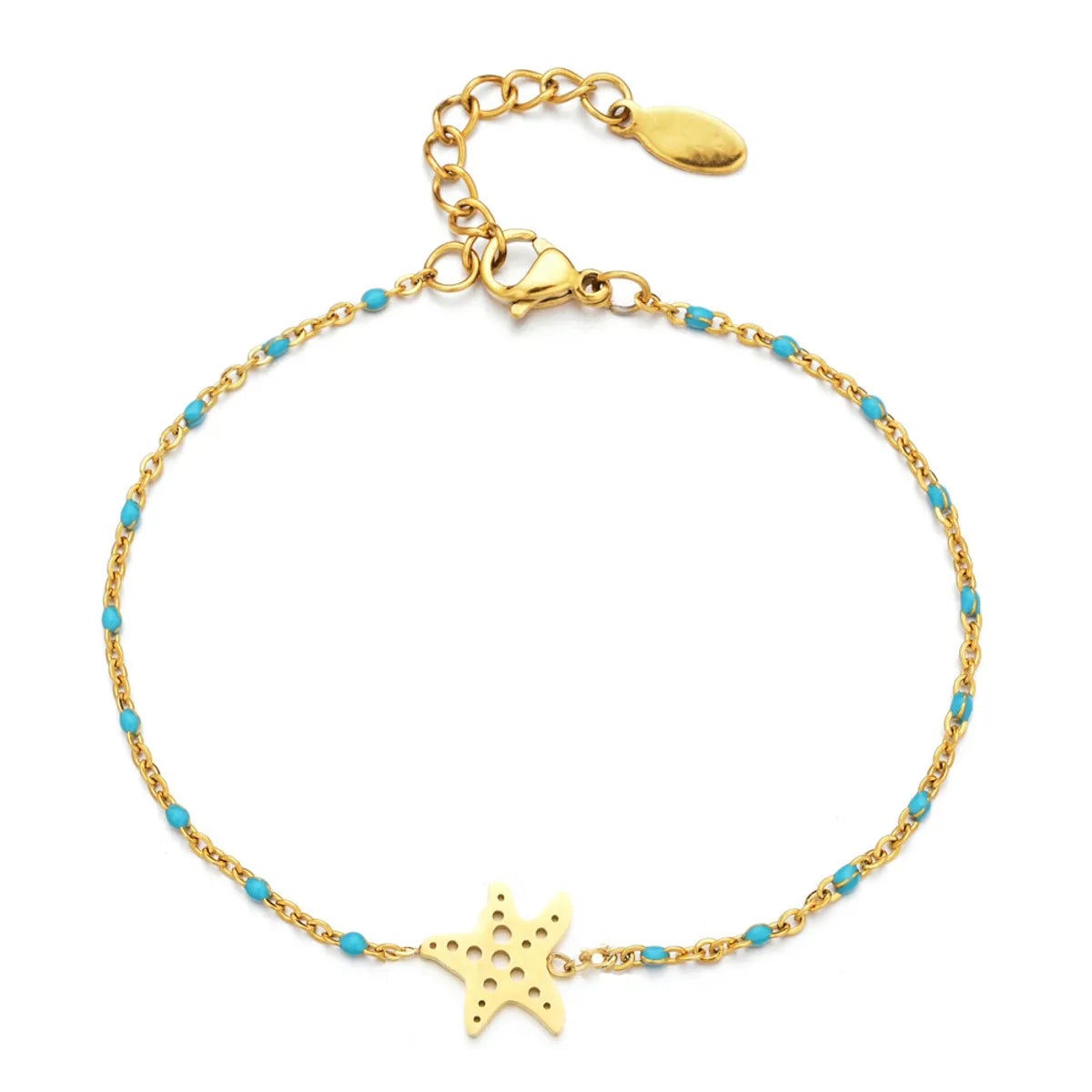 Casual Simple Style Starfish Stainless Steel Enamel Plating Hollow Out Bracelets