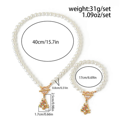 Casual Simple Style Streetwear Geometric Christmas Tree Snowflake Imitation Pearl Alloy Plating Imitation Pearl Christmas Women'S Jewelry Set