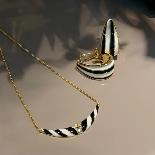 Casual Simple Style Stripe Copper Plating Inlay Zircon 18k Gold Plated Earrings Necklace