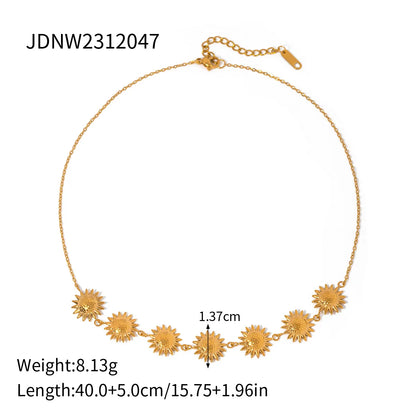 Wholesale Jewelry Casual Simple Style Sun 304 Stainless Steel 18K Gold Plated Bracelets Earrings Necklace