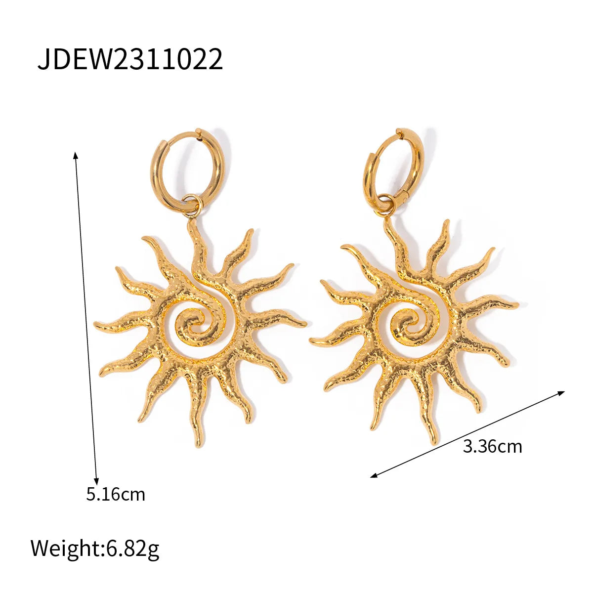 Wholesale Jewelry Casual Simple Style Sun 304 Stainless Steel 18K Gold Plated Bracelets Earrings Necklace