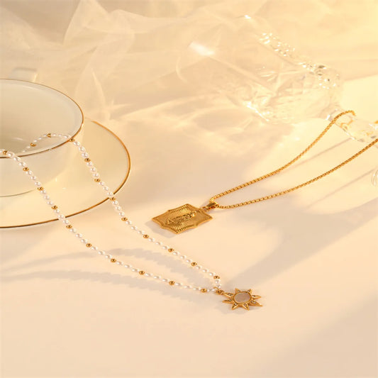 Casual Simple Style Sun Stainless Steel Plating Gold Plated Pendant Necklace