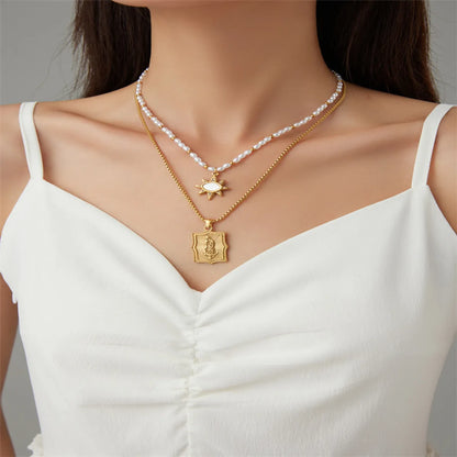 Casual Simple Style Sun Stainless Steel Plating Gold Plated Pendant Necklace