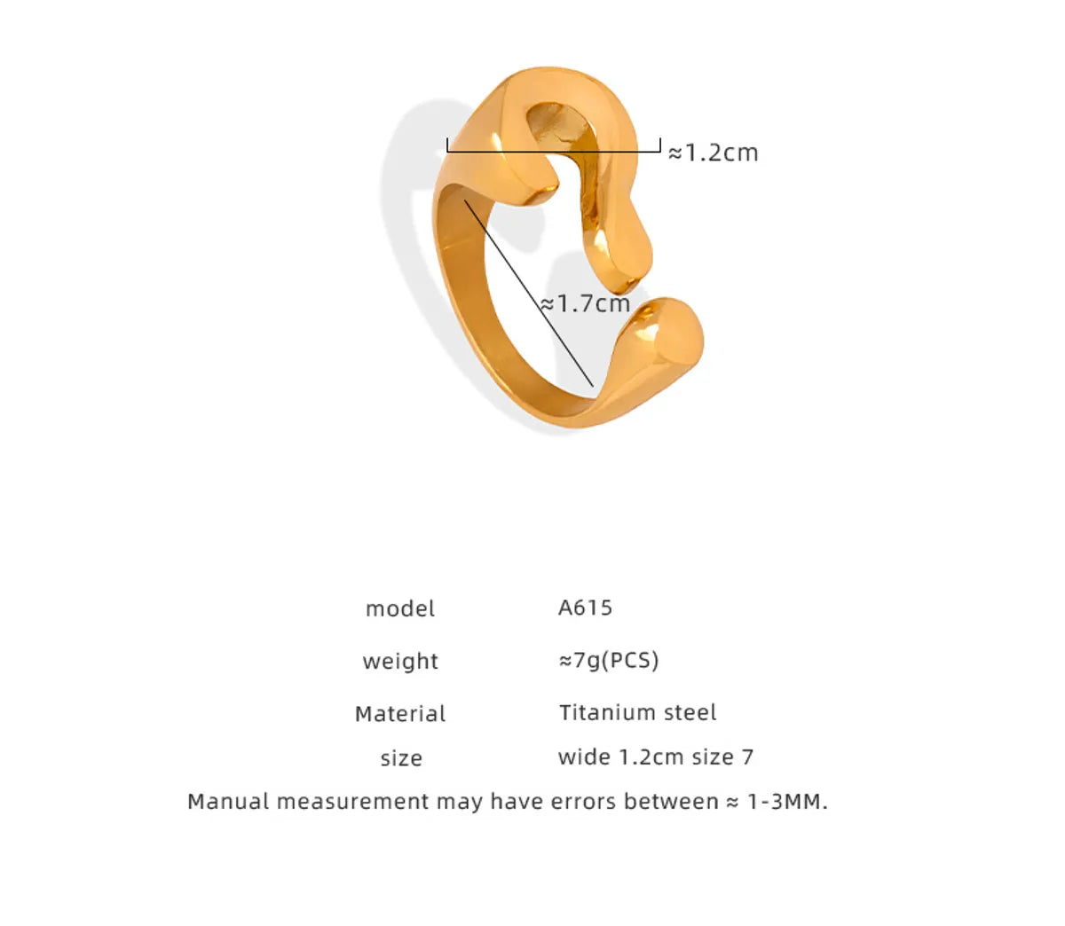 Wholesale Jewelry Casual Simple Style Symbol Titanium Steel 18K Gold Plated Asymmetrical Plating Open Rings