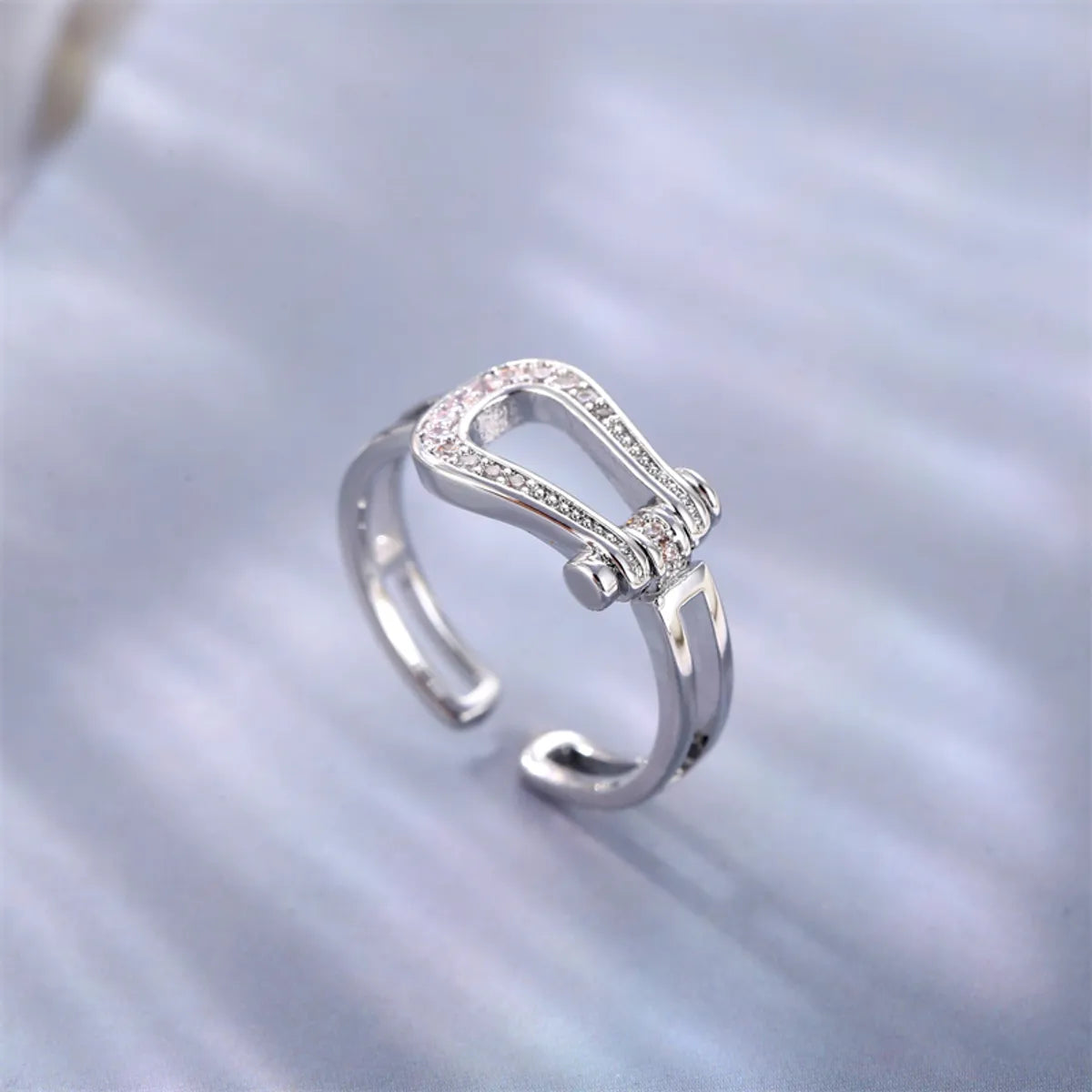 Casual Simple Style U Shape Copper Plating Inlay Zircon White Gold Plated Gold Plated Open Rings