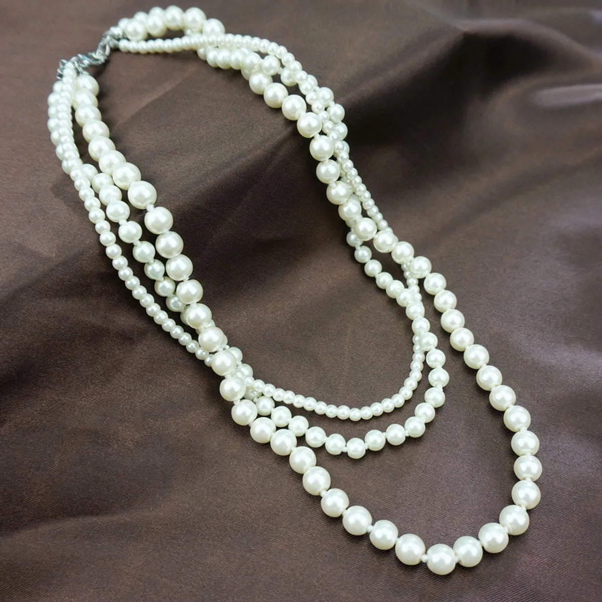 Casual Simple Style U Shape Imitation Pearl Wholesale Three Layer Necklace