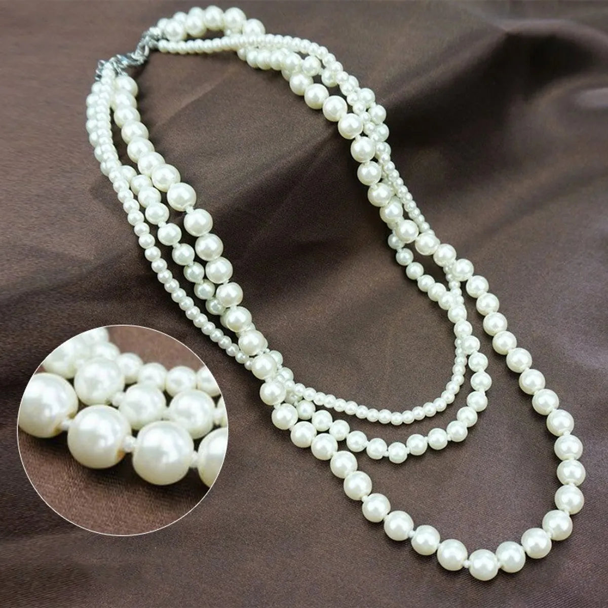 Casual Simple Style U Shape Imitation Pearl Wholesale Three Layer Necklace