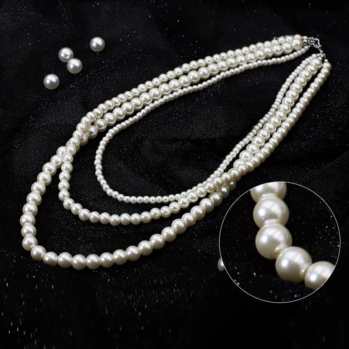 Casual Simple Style U Shape Imitation Pearl Wholesale Three Layer Necklace